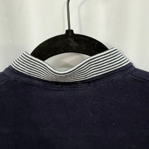 Moschino Navy Blue Heart Detail Stripe Collar 3 Button Polo Men Medium - Picture 3 of 7